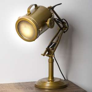 Biro Metal Industrial Adjustable Spotlight Table Lamp In Brass