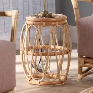 Bissau Rattan Wicker Top Lamp Table In Athena Plain