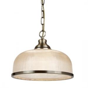 Bistro II Pendant Light In Antique Brass And Halophane Glass