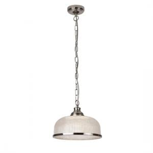 Bistro II Pendant Light In Satin Silver And Halophane Glass