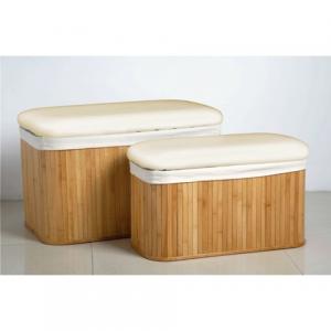 Set Of 2 Natural Bamboo Storage Bench