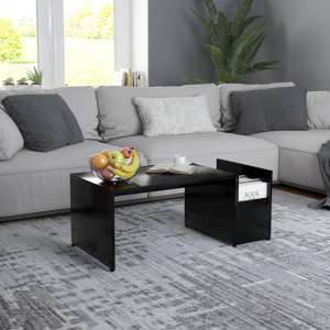 Blaga Wooden Coffee Table With Side Storage In Black