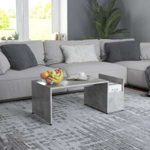 Blaga Wooden Coffee Table With Side Storage In Concrete Effect