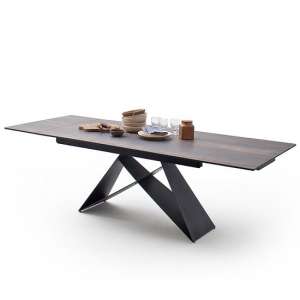 Blaine Glass Extendable Dining Table In Barique Wood Look