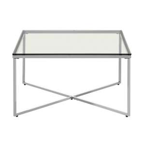 Algorab Clear Glass End Table With Silver Finish Cross Base  