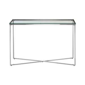 Algorab Glass Console Table With Silver Finish Cross Base   