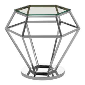 Algorab Glass Diamond Shape Small Side Table In Silver Finish  