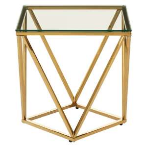 Algorab Glass Small Side Table With Gold Twist Base Design  