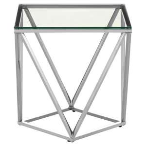 Algorab Glass Small End Table With Silver Twist Base Design  