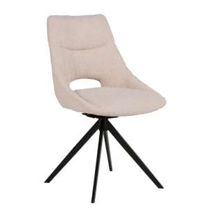 Bleta Fabric Dining Chair In Cream With Black Metal Legs