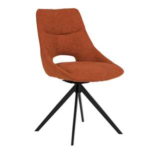 Bleta Fabric Dining Chair In Rust With Black Metal Legs