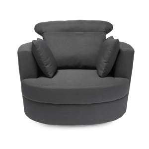 Bewdley Fabric Large Swivel Tub Chair In Grey