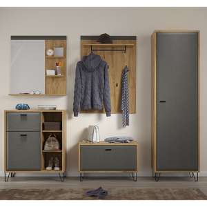 Blitar Wooden Hallway Furniture Set In Navarra Oak