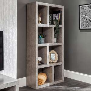 Baginton Wooden Tall Open Display Stand In Concrete Effect