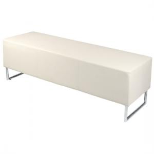 Blockette Bench Seat In Cream Faux Leather With Chrome Legs