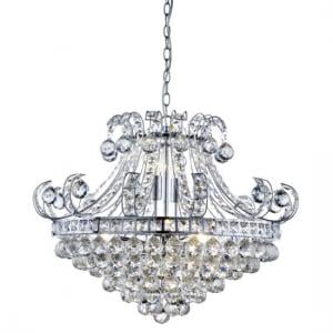 Bloomsbury 6 Light Chandelier In Chrome And Clear Crystal