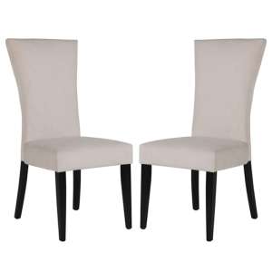 Bluma Oyster Velvet Dining Chairs With Black Legs In Pair