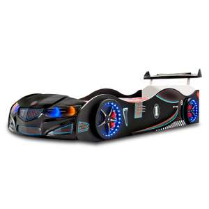 BMW GTI Childrens Car Bed In Black With Spoiler And LED