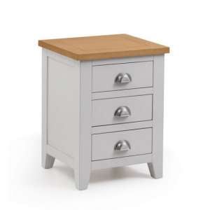 Raisie Wooden Bedside Cabinet In Grey With 3 Drawers
