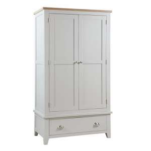 Raisie Wooden Wardrobe In Grey With 2 Doors And 1 Drawer
