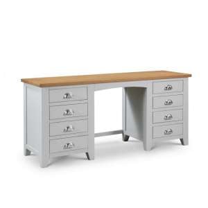 Raisie Wooden Pedestal Dressing Table In Grey With 8 Drawers