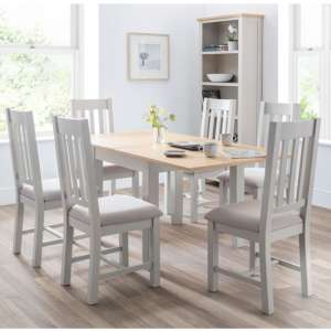 Brinkema Extending Grey Wooden Dining Table With 6 Chairs