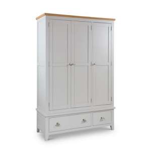 Bohemia Wooden Wardrobe Wide In Grey With 3 Doors And 2 Drawers