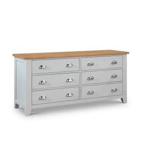 Raisie Wooden Chest Of Drawers Wide In Grey With 6 Drawers
