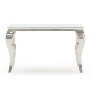 Bolero Glass Console Table Rectangular In White With Metal Legs