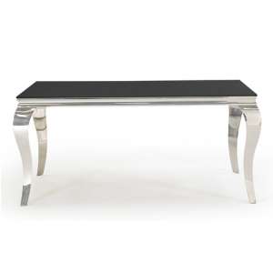 Bolero Glass Dining Table In Black With Metal Legs