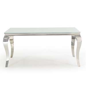Bolero Glass Dining Table In White With Metal Legs