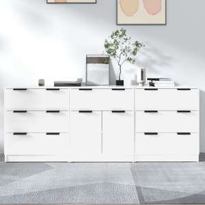 Bolivar High Gloss Sideboard With 2 Doors 7 Drawers In White