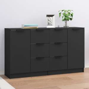Bolivar Wooden Sideboard With 2 Doors 6 Drawers In Black