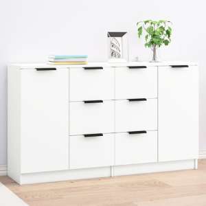 Bolivar Wooden Sideboard With 2 Doors 6 Drawers In White