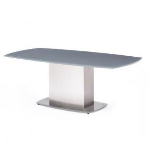 Oakmere Glass Coffee Table In Grey With Brushed Steel Base