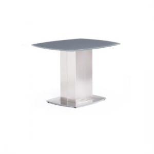 Oakmere Glass Side Table In Grey With Brushed Steel Base