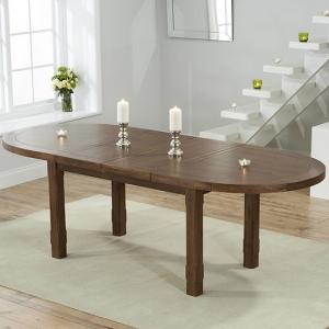 Bolajen Oval Extending Wooden Dining Table In Dark Oak