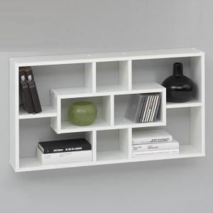 Lasse Bookcase Wall Shelves In White With 8 Compartments
