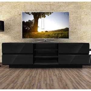 Boone Wooden TV Stand In Black High Gloss With Four Drawers