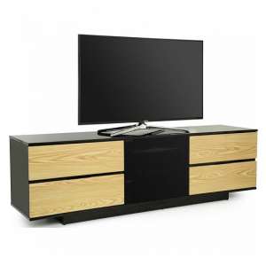 Boone Ultra TV Stand In Black Gloss With Oak Gloss Drawers