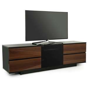 Boone Ultra TV Stand In Black Gloss With Walnut Gloss Drawers