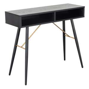 Borban Wooden Console Table With 2 Shelves In Black And Copper