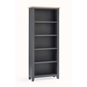 Baqia Tall Wooden Bookcase With 4 Shelves In Dark Grey