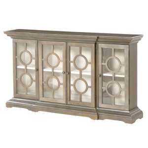Bordeaux Wooden Display Cabinet In Pewter Grey With 4 Doors