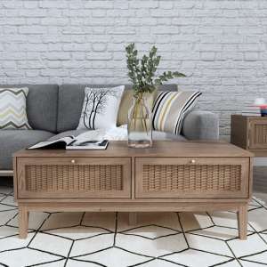 Bibury Wooden Coffee Table In Oak With 2 Drawers