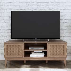 Bibury Wooden TV Stand With 2 Doors And Shelf In Oak