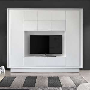 Borden Modern Entertainment Wall Unit In Matt White