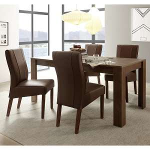 Borden Extending Cognac Oak Dining Table With 4 Miko Chairs