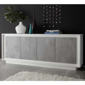Borden Wooden Sideboard In Matt White And Cement Effect