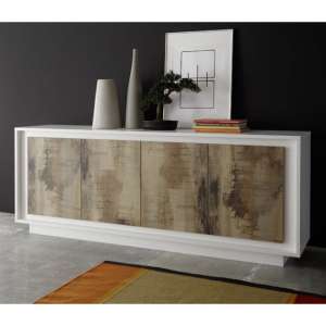 Borden Wooden Sideboard In Matt White And Pero Oak